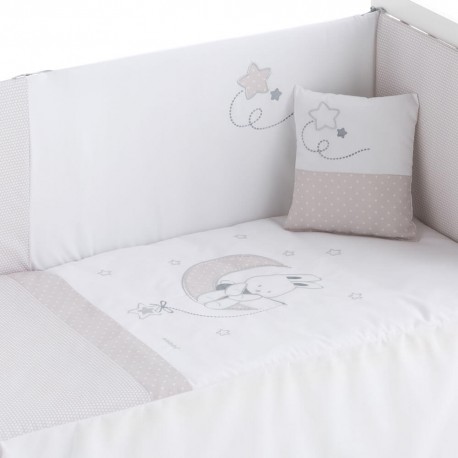 CUNA Edredón + protector + almohada - Blanco/Gris