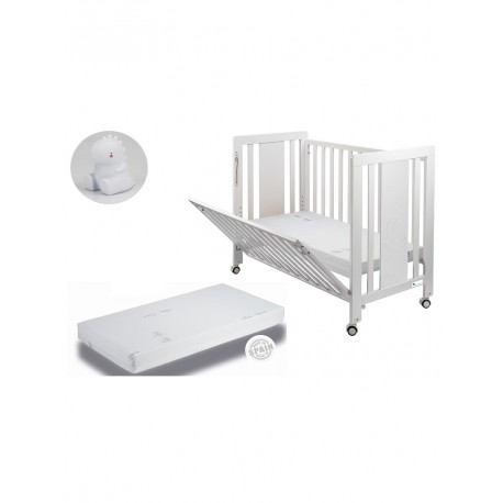 Cuna Moonet Premium con colchón y REGALO lampara quitamiedos dino blanco