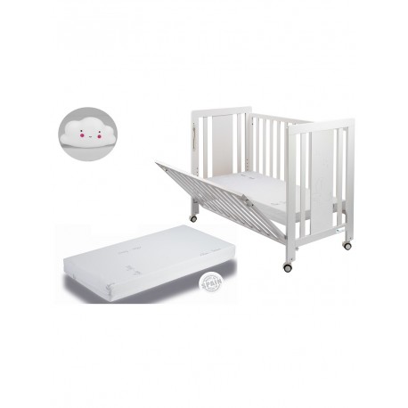 Cuna Moonet Premium con colchón y REGALO lampara quitamiedos dino blanco