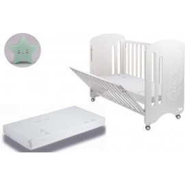 Cuna Lovely Premium + Colchón con REGALO lampara quitamiedos  Nube Rosa